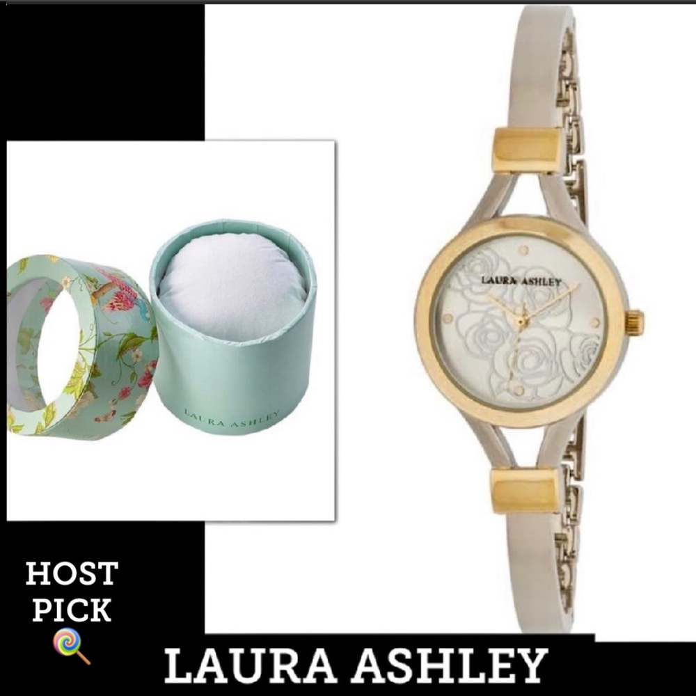 LAURA ASHLEY LE Two-tone Gold Bangle FloralWatch - Picture 1 of 8